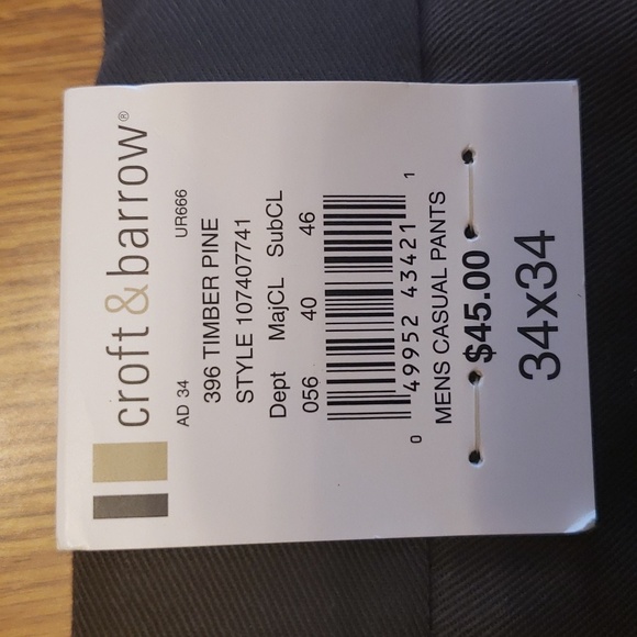 Men's Croft and Barrow Pleated Casual Pants, 34x34 - Timber Pine - Picture 3 of 3